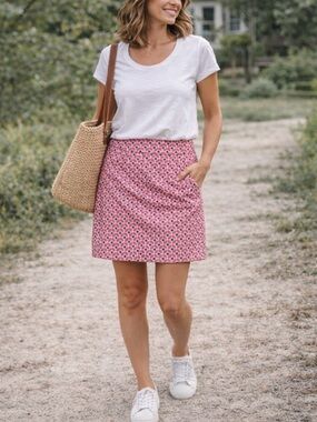 NWT Pink and dark gray geometric Ann Taylor Skirt
